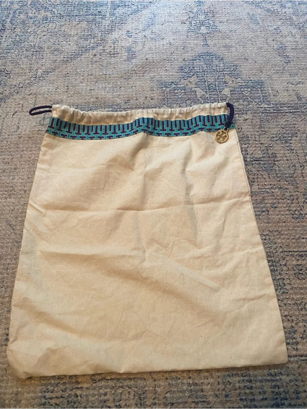 Tory Burch Drawstring Dust Bag with Tory Burch Gold Charm